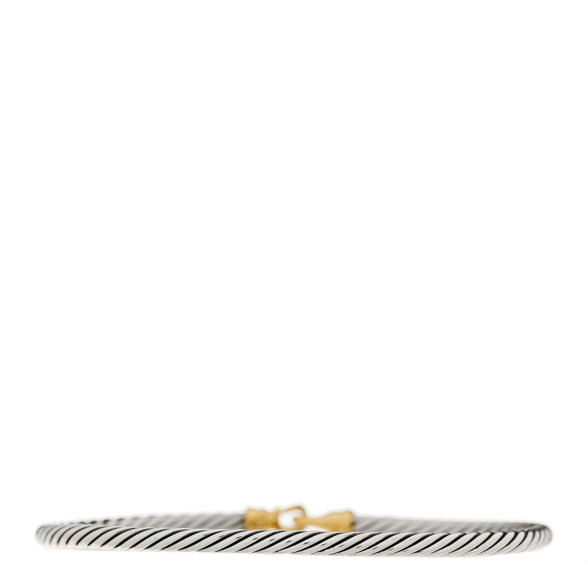 David Yurman Sterling Silver 18k Yellow Gold 3mm Cable Buckle Bracelet 2 of 4