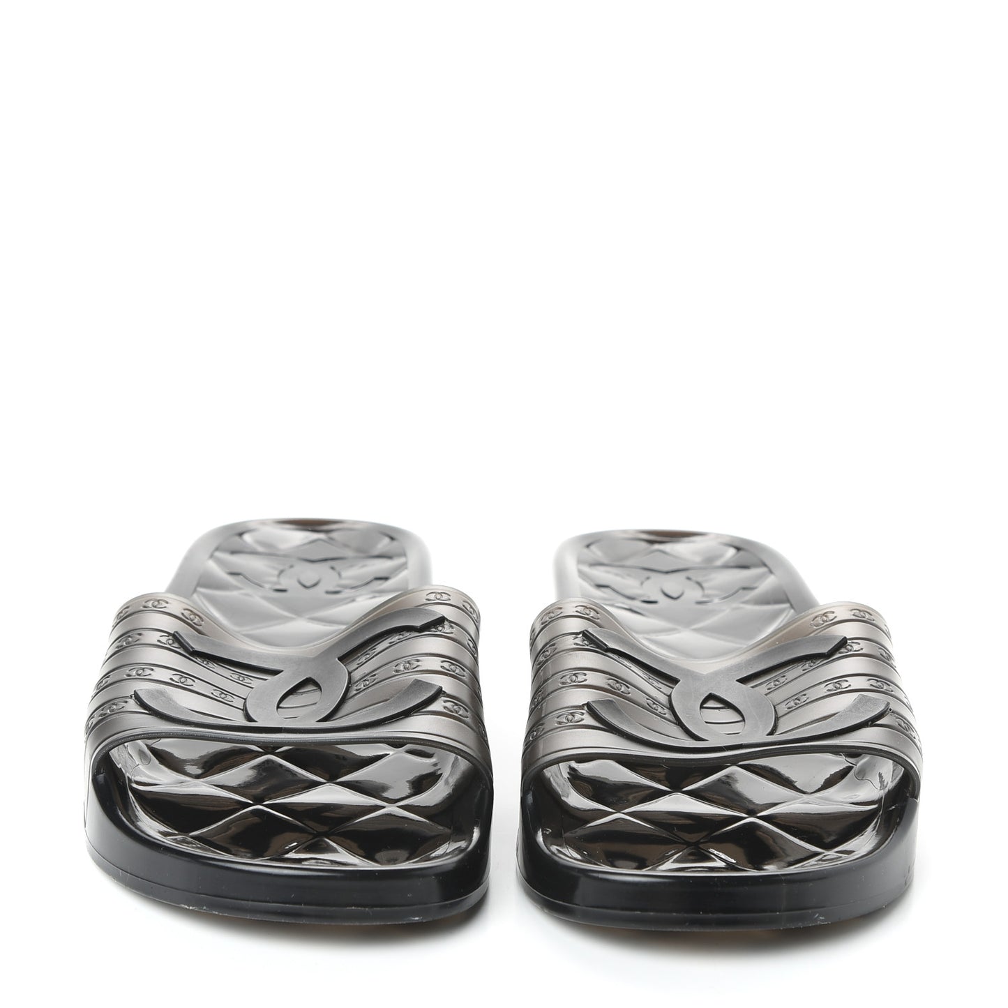 PVC Transparent CC Flat Slide Sandals 42 Black