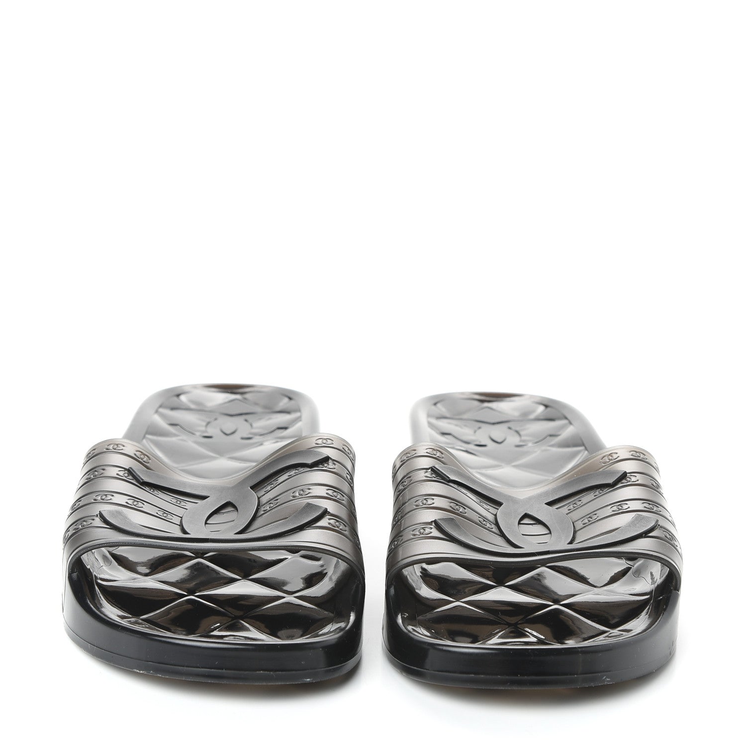 Chanel PVC Transparent CC Flat Slide Sandals 42 Black 2 of 9