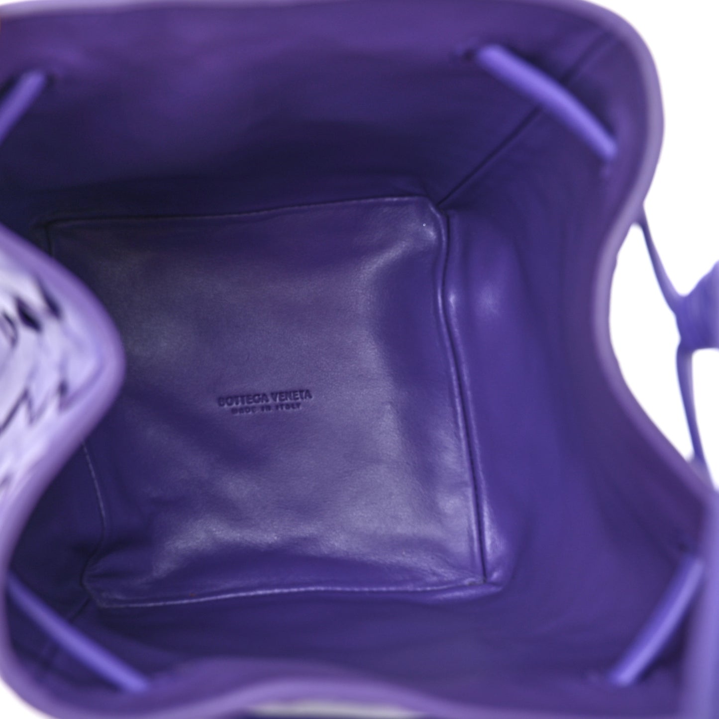 Nappa Intrecciato Small Drawstring Bucket Bag Purple