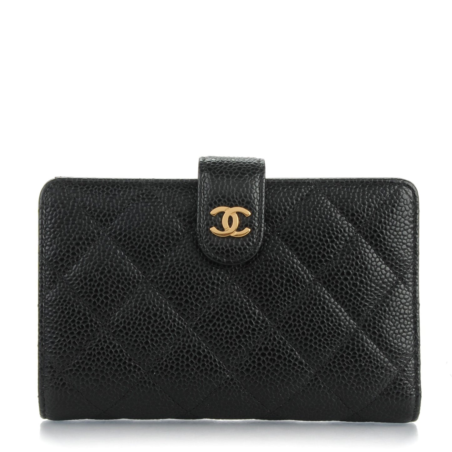 Caviar Quilted Zipped Pocket Wallet Black