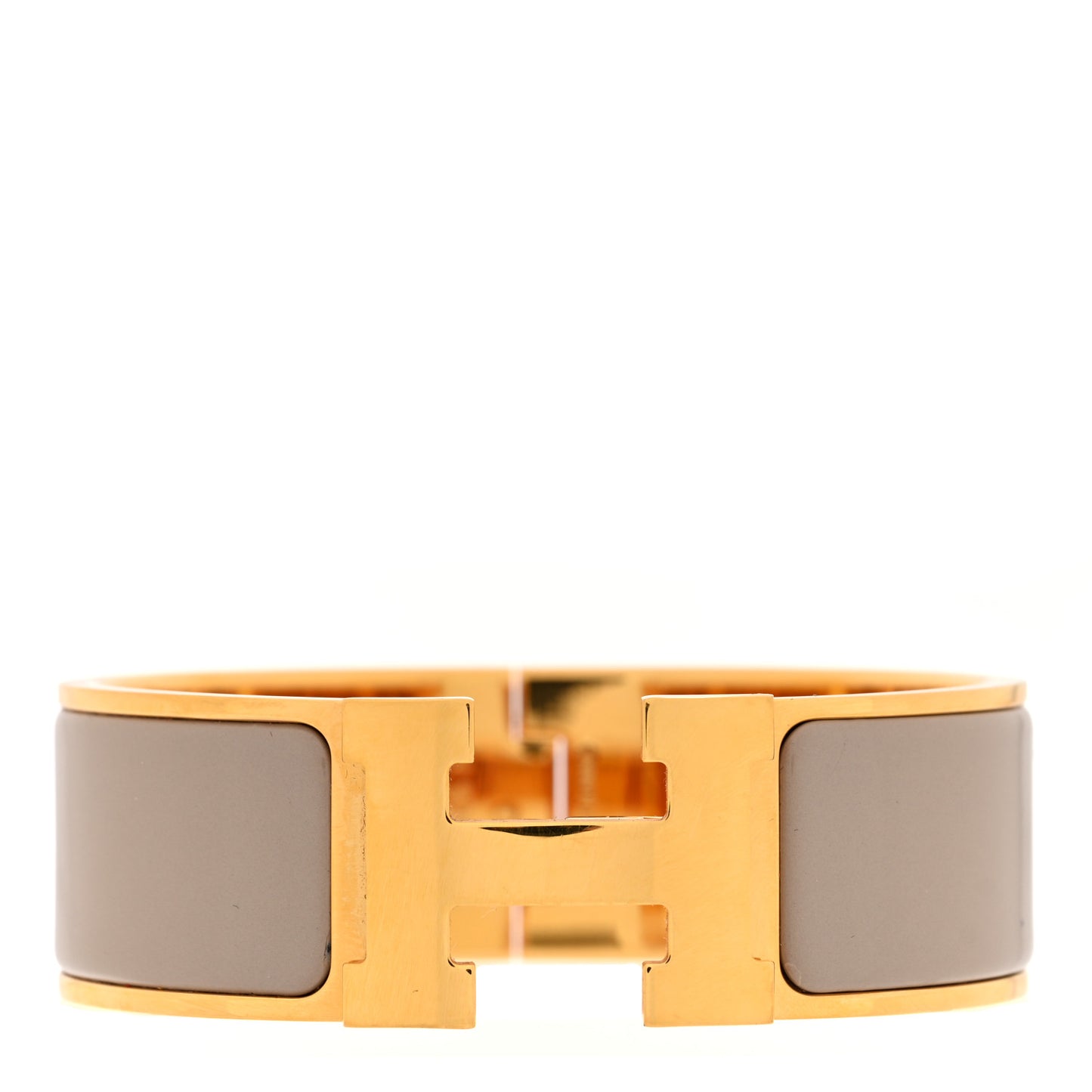 Enamel Wide Clic Clac H Bracelet GM Marron Glace