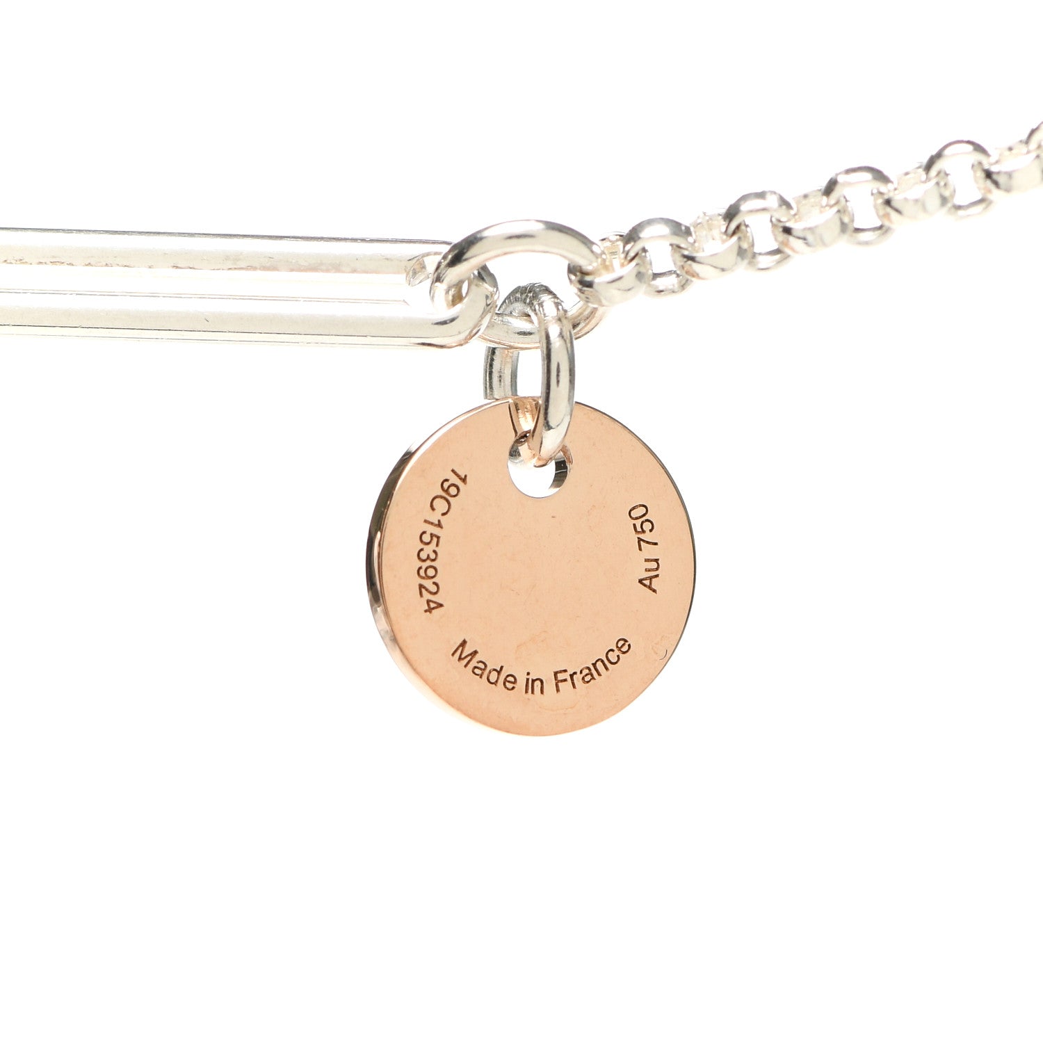 Hermes Sterling Silver 18K Rose Gold GM Ex-Libris Long Pendant Necklace 5 of 6