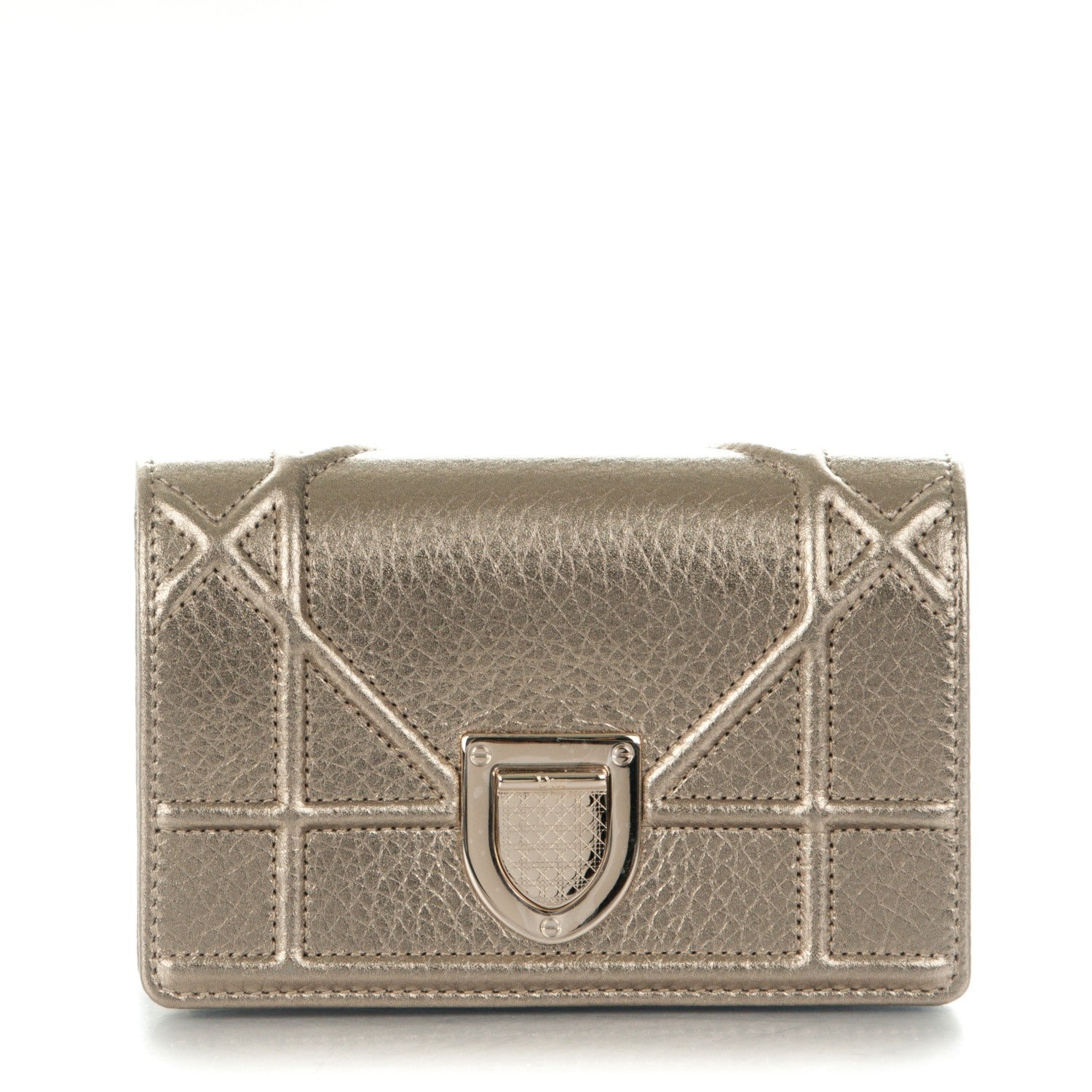 Christian Dior Metallic Grained Calfskin Baby Diorama Flap Bag Champagne 1 of 7