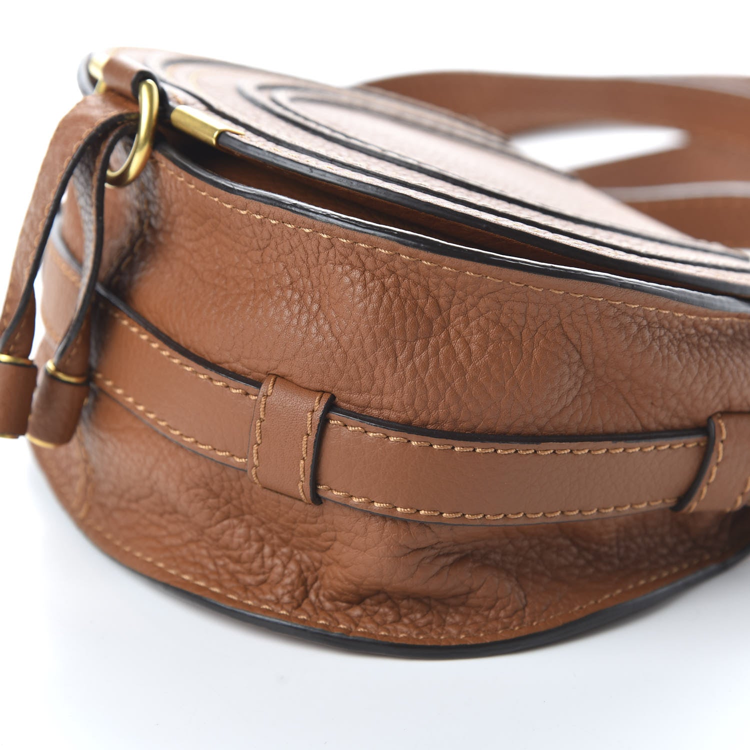 Chloe Calfskin Mini Marcie Round Crossbody Bag Tan 7 of 9