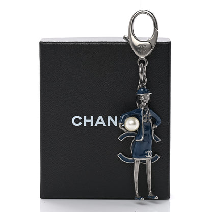 Chanel Enamel Pearl Coco Chanel Bag Charm Navy Silver 5 of 5