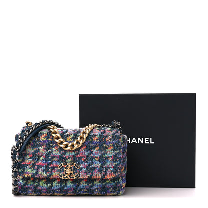 Chanel Tweed Quilted Medium Chanel 19 Flap Dark Multicolor 11 of 11