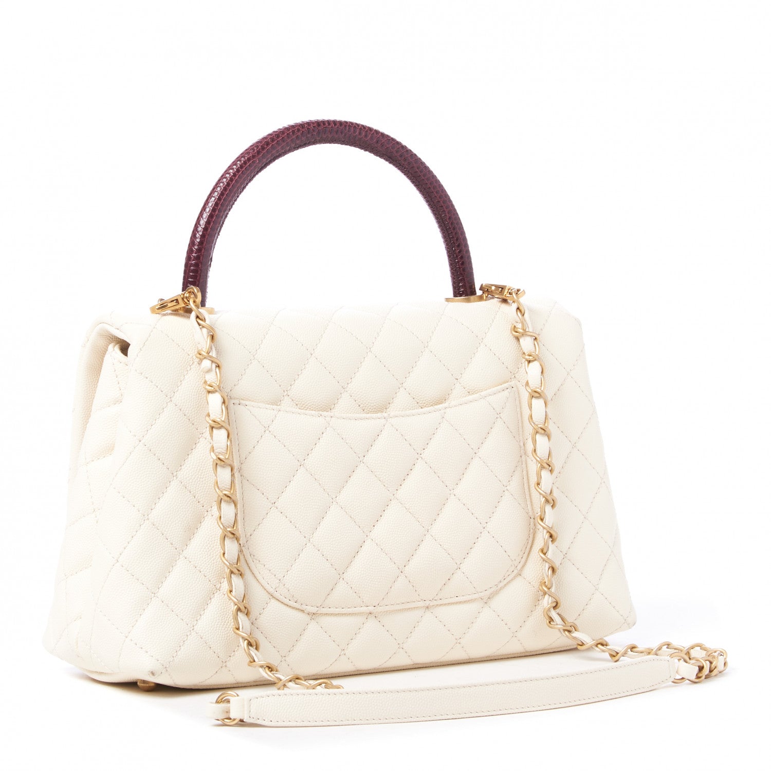 Chanel Caviar Lizard Quilted Small Coco Handle Flap Ivory 2 of 9