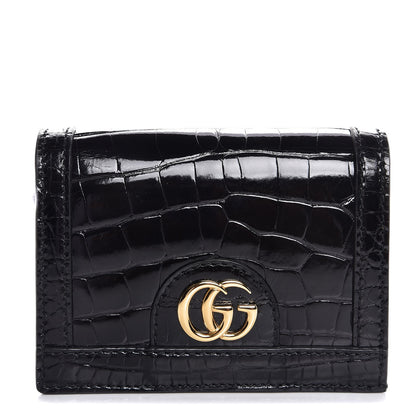 Gucci Crocodile GG Marmont Card Case Black 1 of 7
