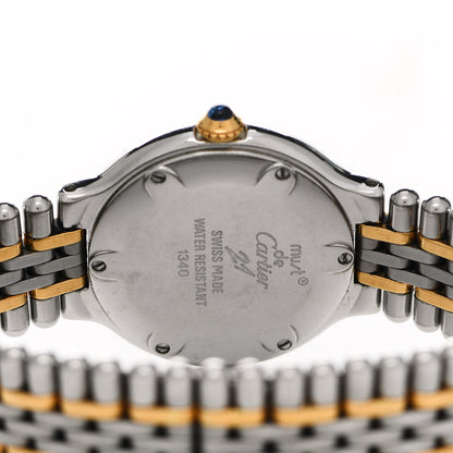 Cartier Stainless Steel 18K Yellow Gold 28mm Must De 21 Bullet Link Quartz Watch 4 of 5