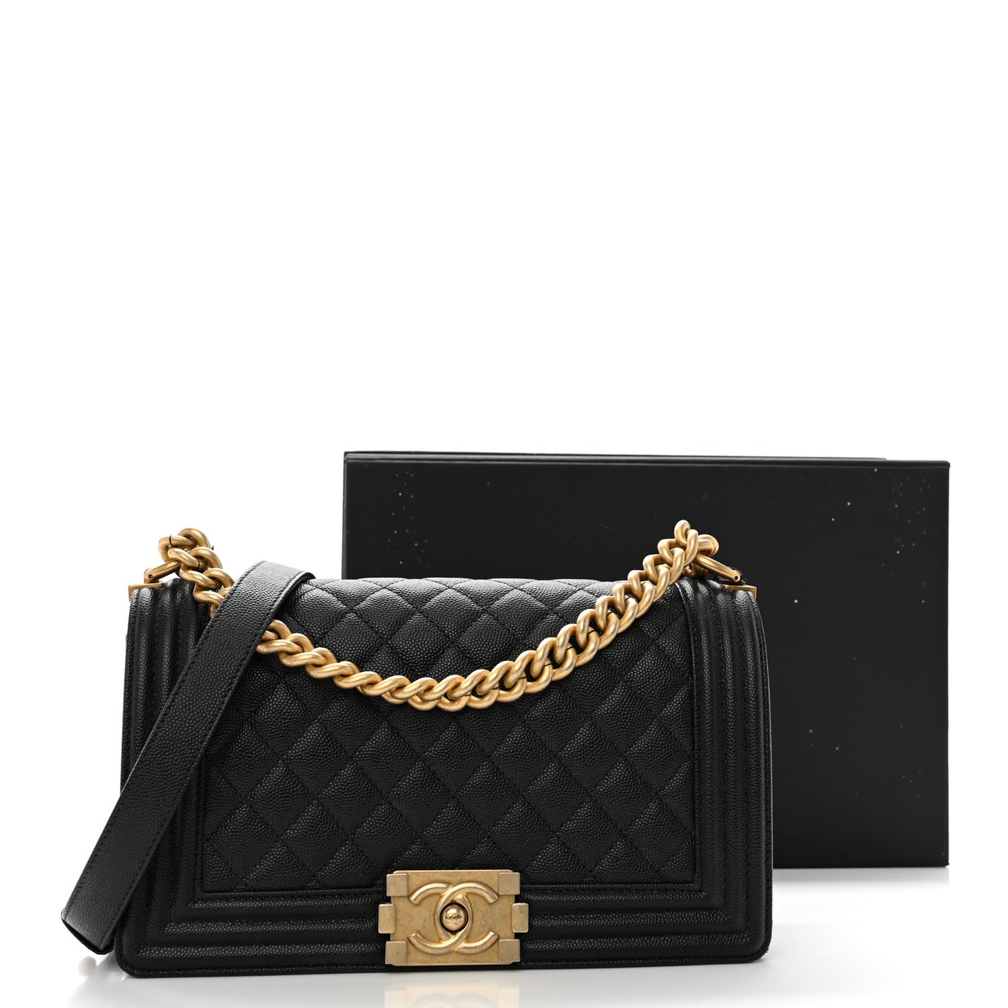 Caviar Quilted Medium Boy Flap Black