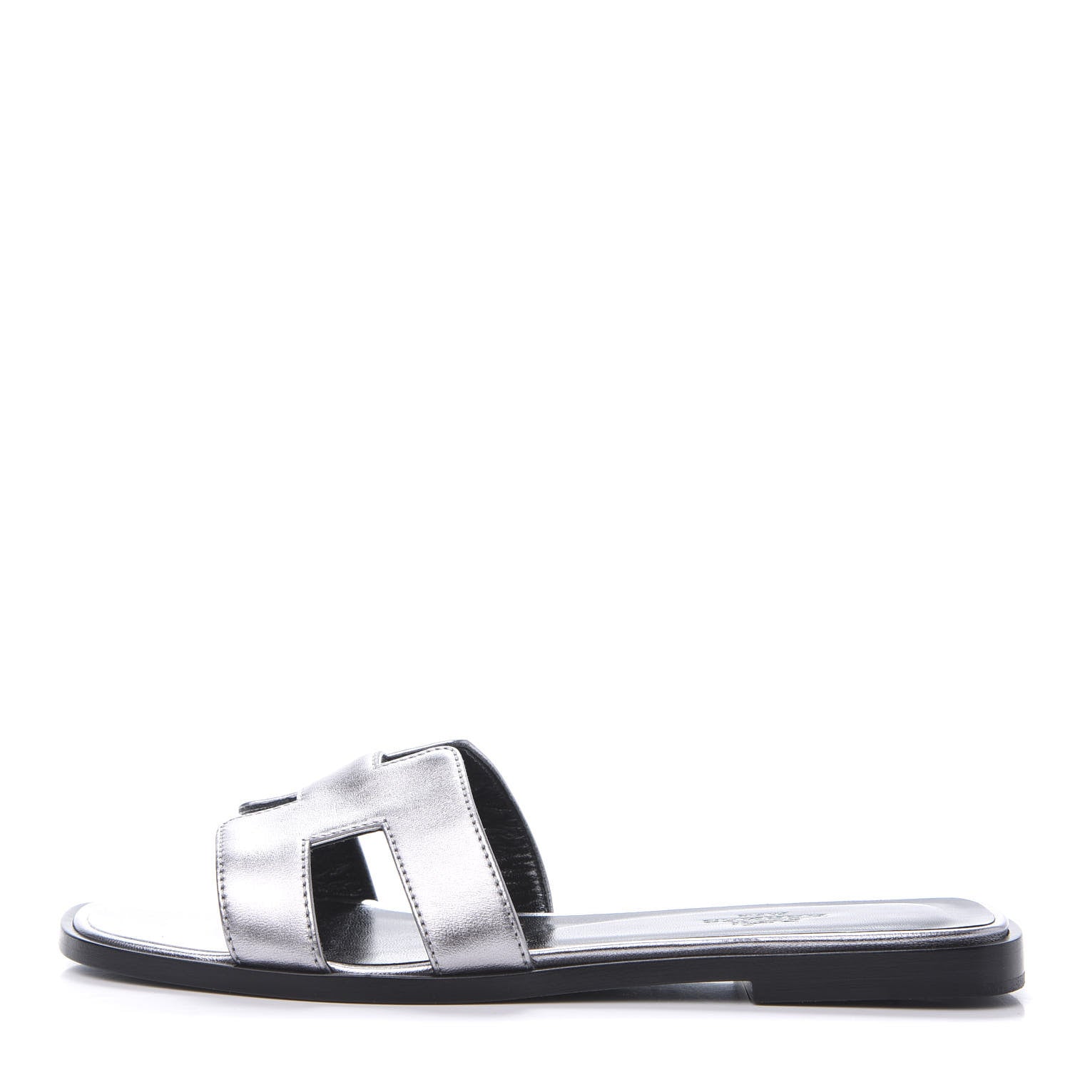 Hermes Metallic Nappa Oran Sandals 36 Argent 1 of 7