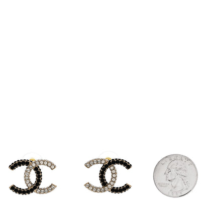 Chanel Crystal CC Earrings Gold Black 2 of 4