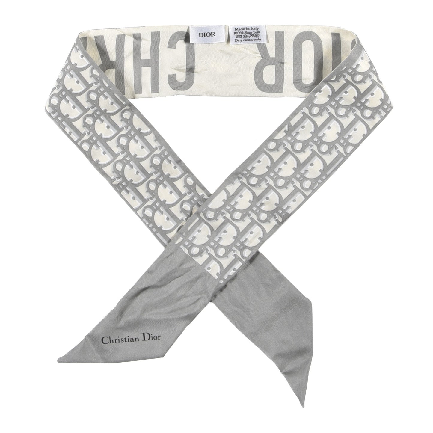 Silk Oblique Mitzah Scarf Grey