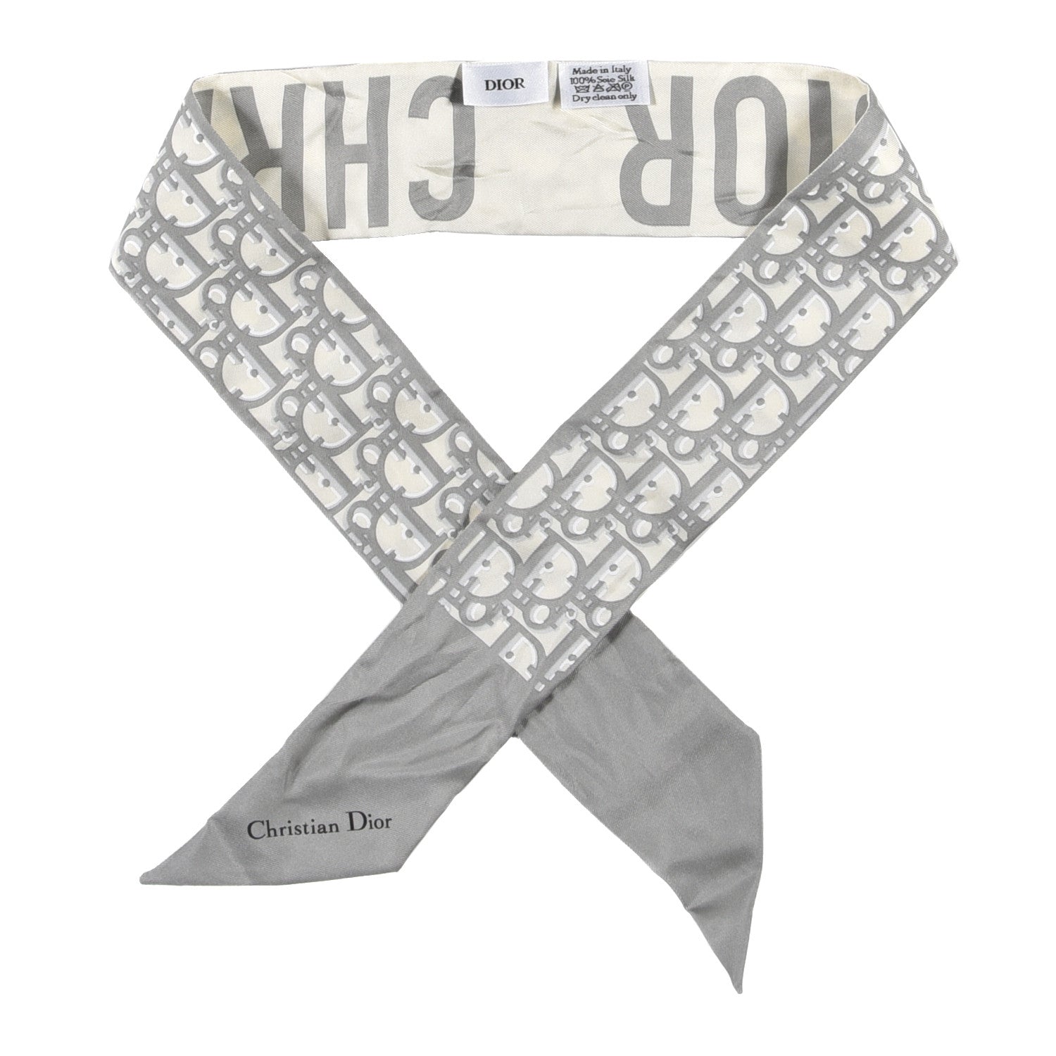 Christian Dior Silk Oblique Mitzah Scarf Grey 1 of 3