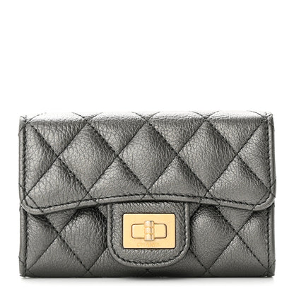 Chanel Metallic Calfskin Quilted Reissue Flap Card Holder Charcoal 1 of 8