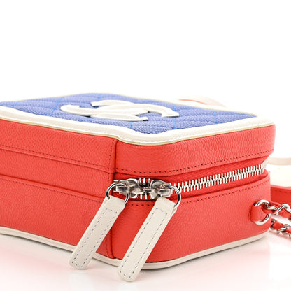 Chanel Caviar Quilted Small CC Filigree Vanity Case Blue White Red 10 of 10