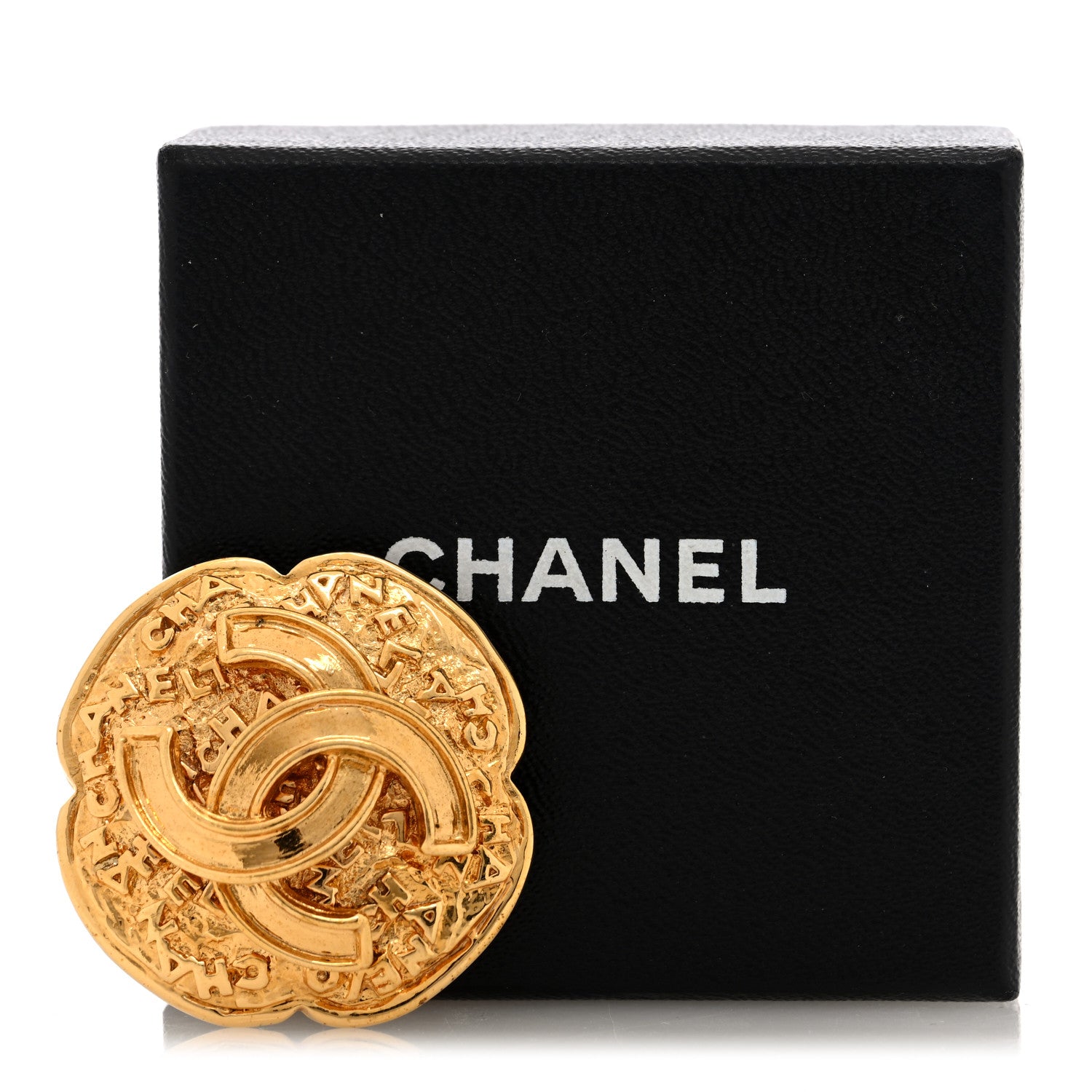 Chanel Metal CC Flower Brooch Gold 4 of 4