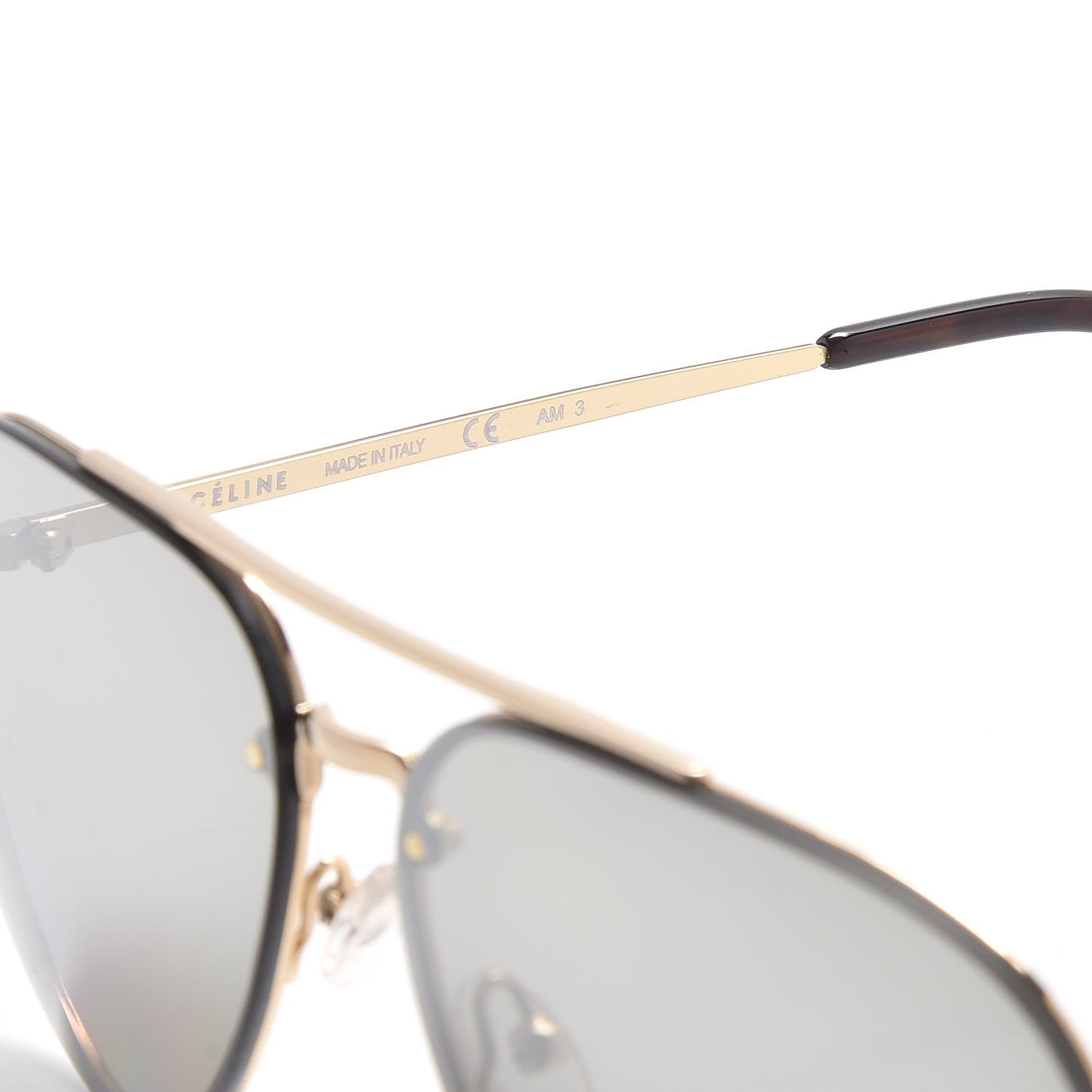 Celine Acetate Mirror Aviator Sunglasses CL41391/S Gold Grey 4 of 7