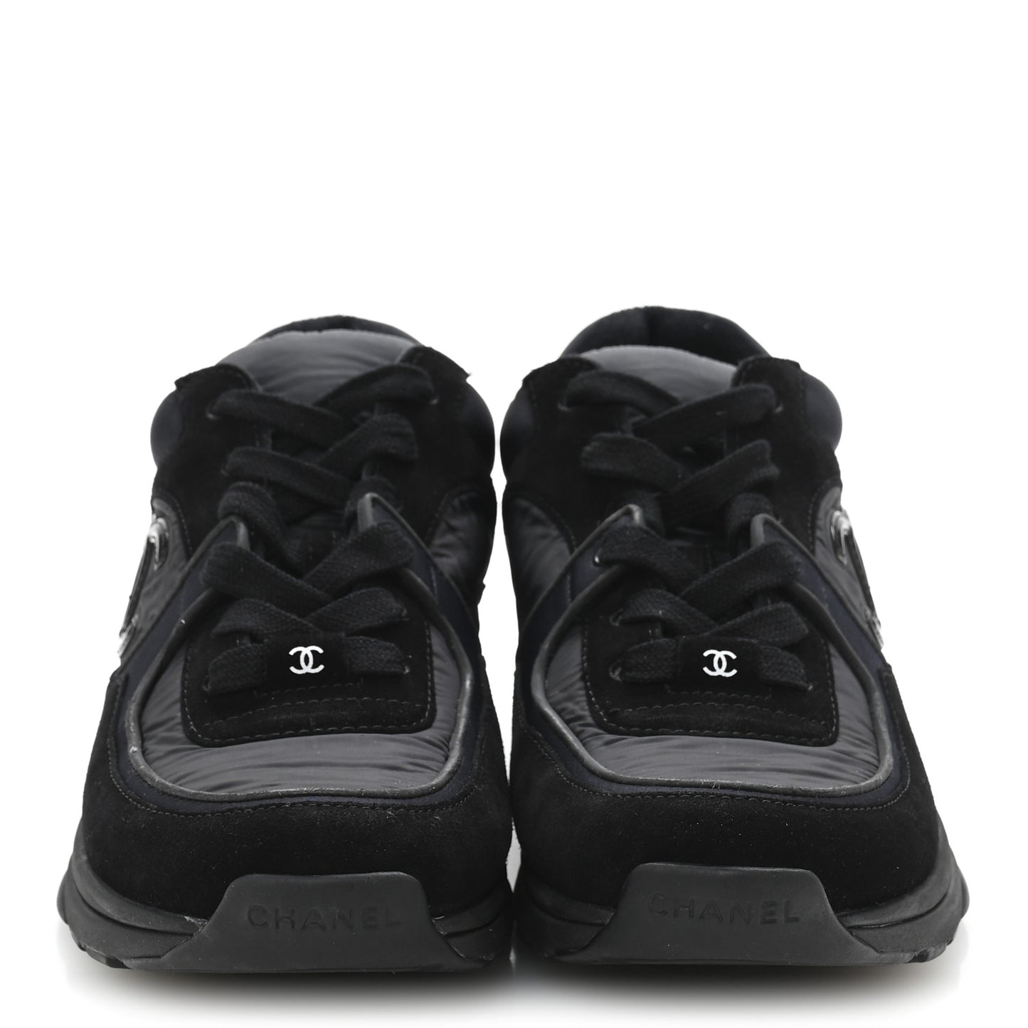 Fabric Calfskin Suede CC Sneakers 40 Black