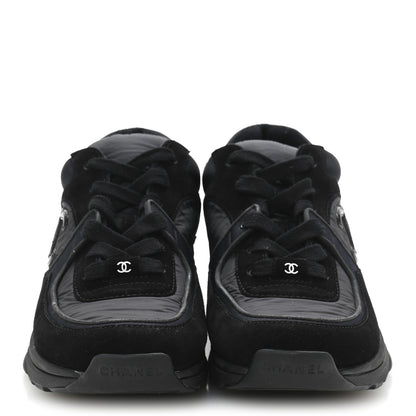 Chanel Fabric Calfskin Suede CC Sneakers 40 Black 3 of 10