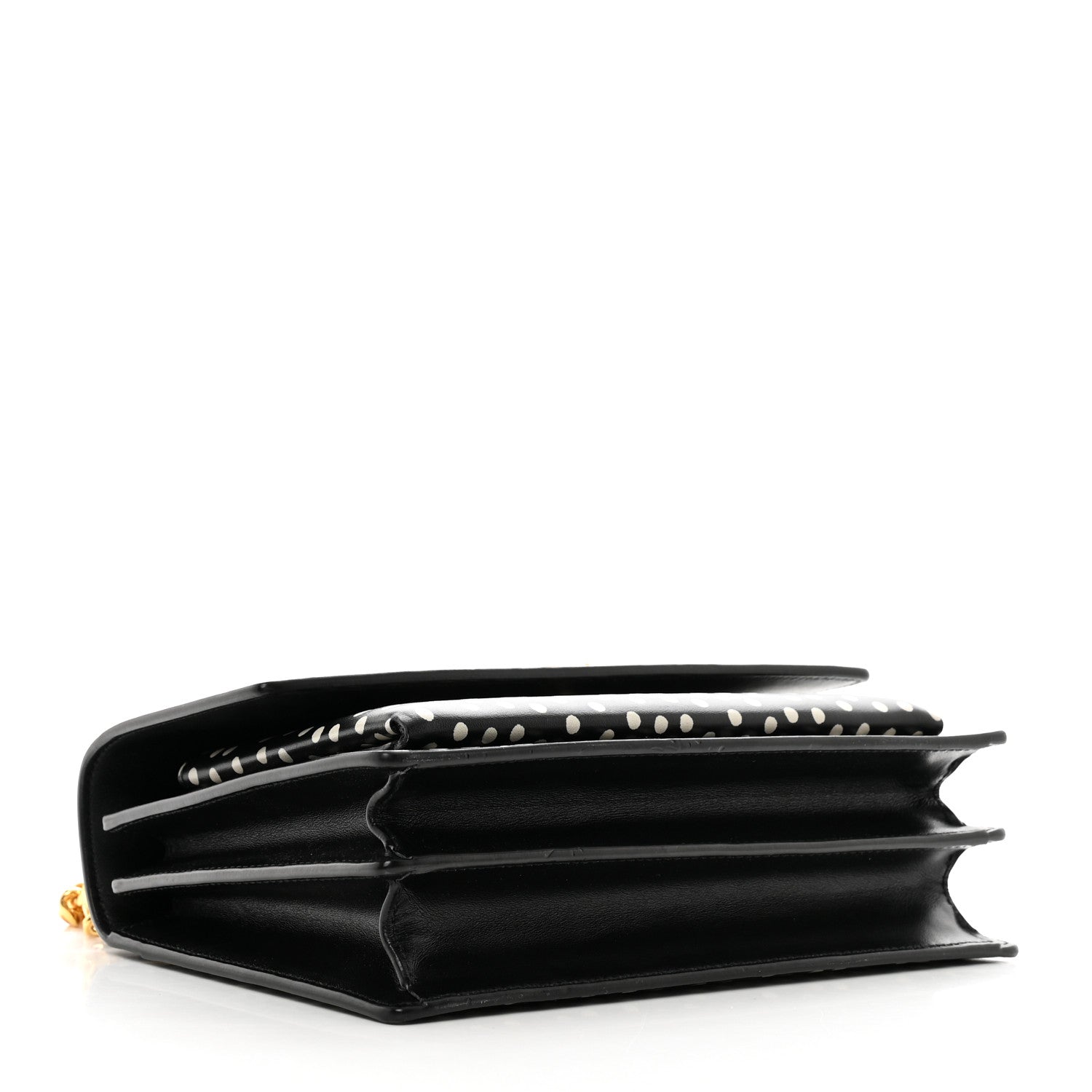 Saint Laurent Calfskin Polka Dot Medium Monogram Sunset Black White 4 of 10