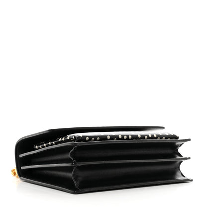 Saint Laurent Calfskin Polka Dot Medium Monogram Sunset Black White 4 of 10