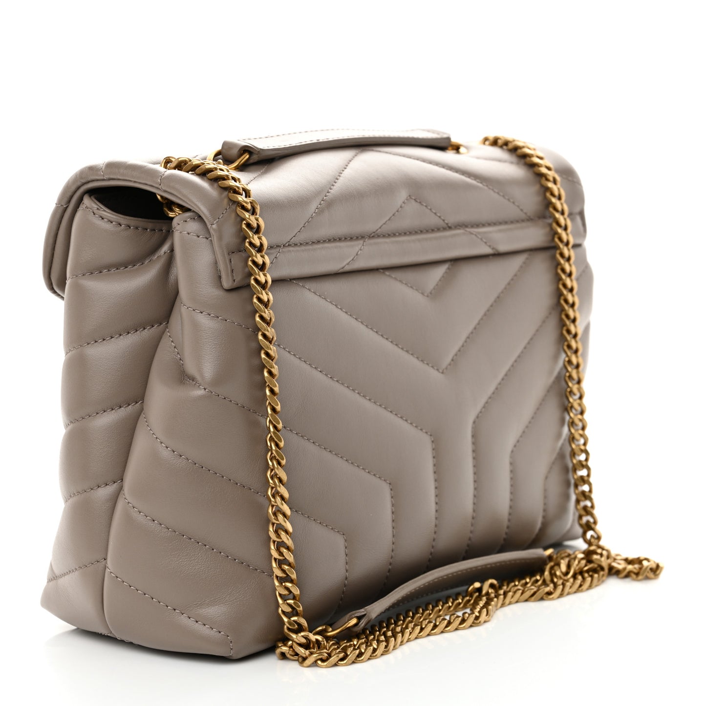 Calfskin Y Quilted Monogram Small Loulou Chain Satchel Taupe