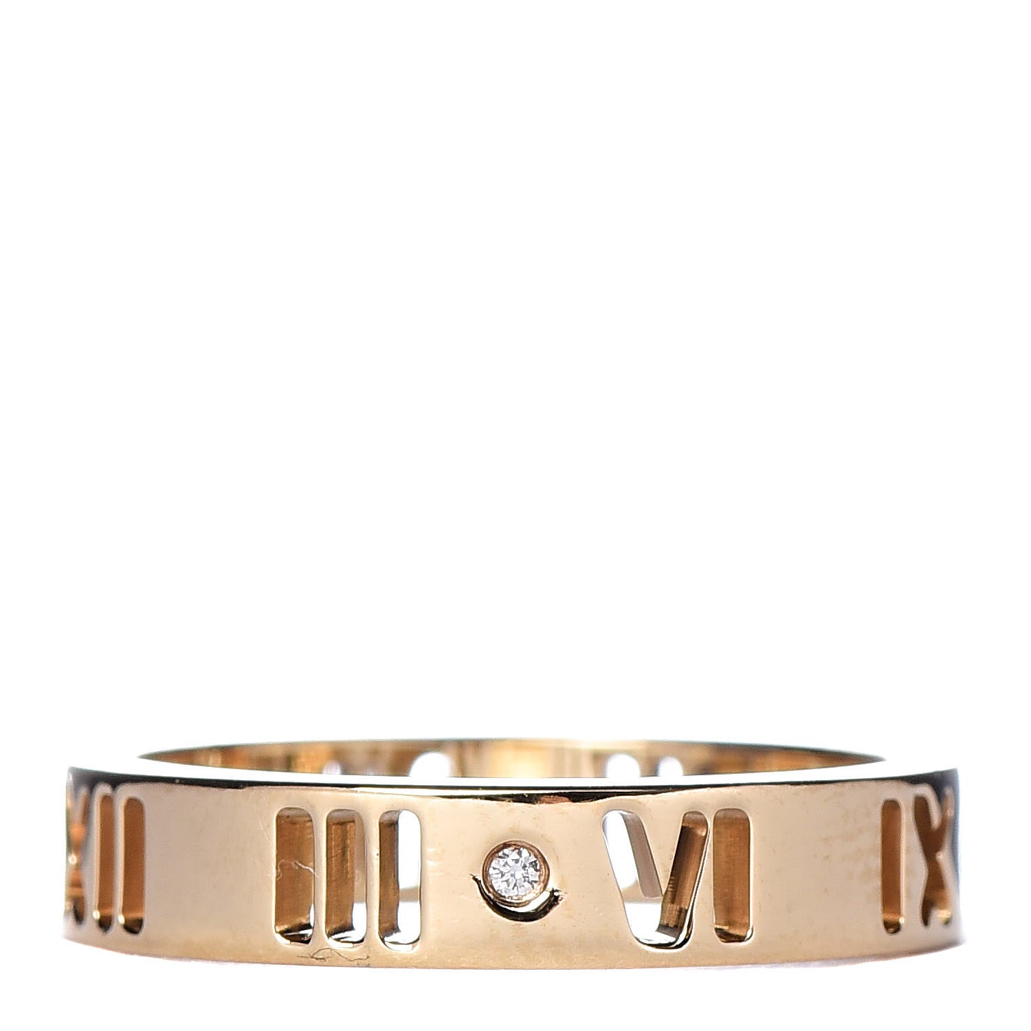 Tiffany 18K Yellow Gold Diamond Atlas Pierced Ring 46 3.75 1 of 4