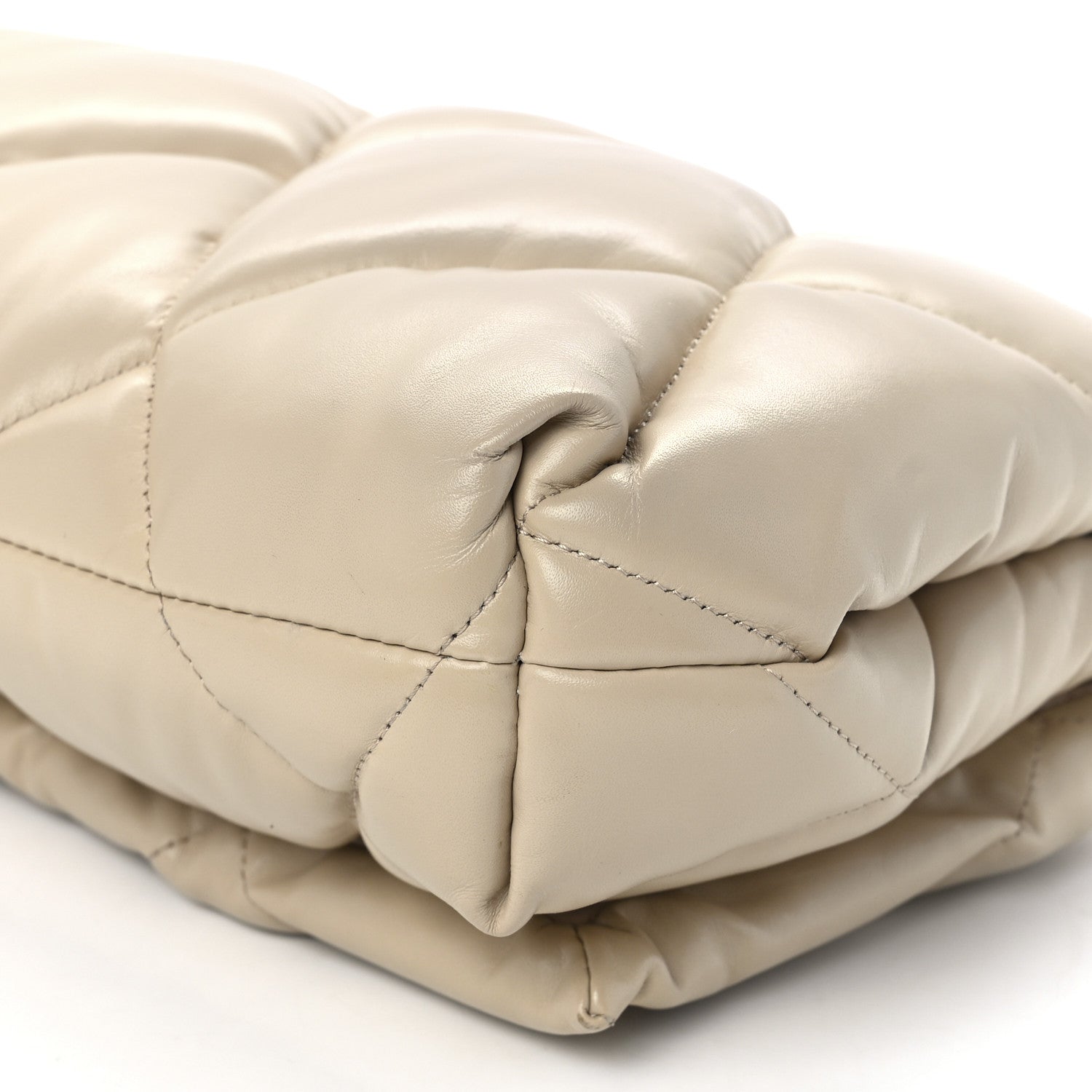 Balenciaga Nappa Calfskin Quilted Touch B Puffy Clutch Light Beige 10 of 10