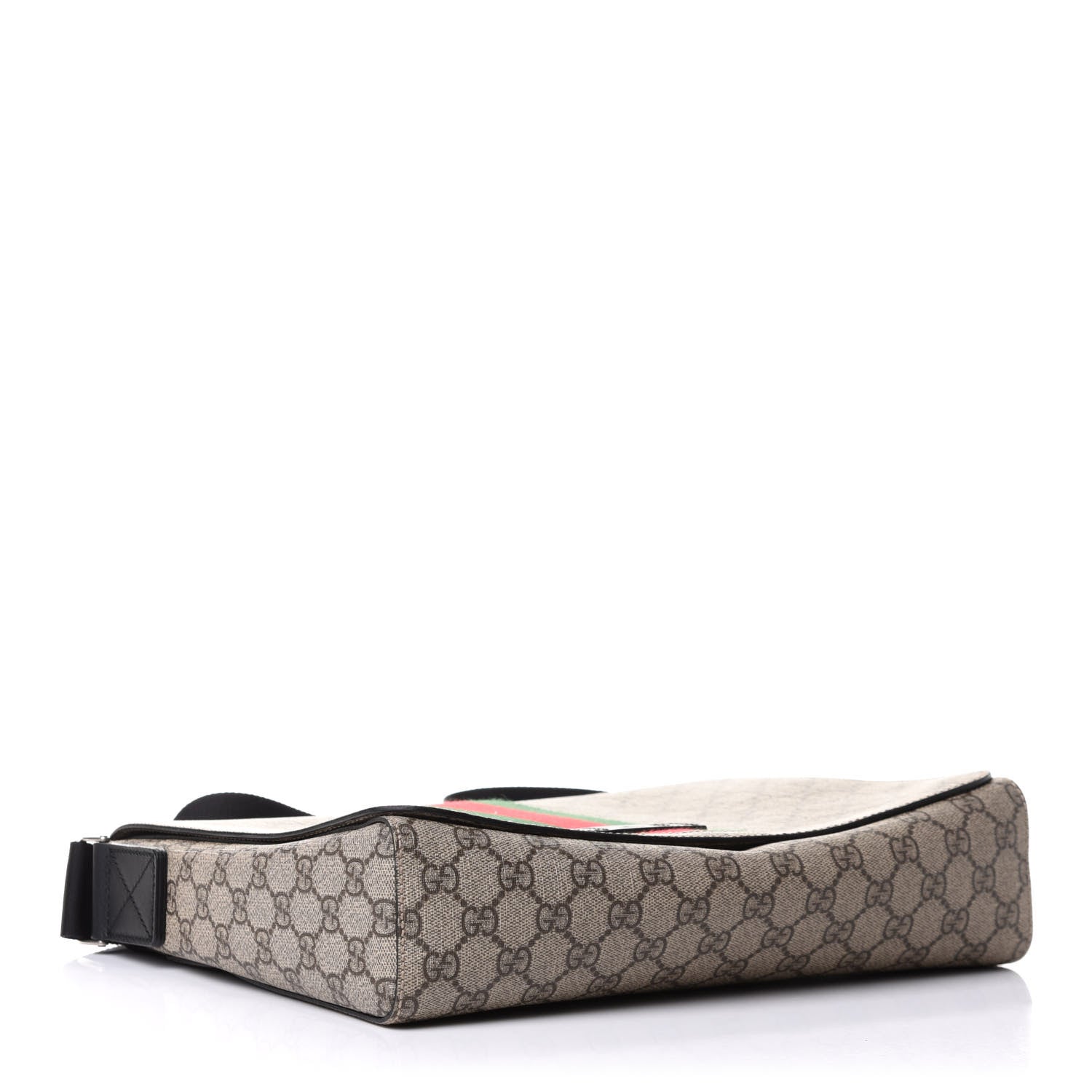 Gucci GG Supreme Monogram Web Flap Messenger Bag Black 4 of 11