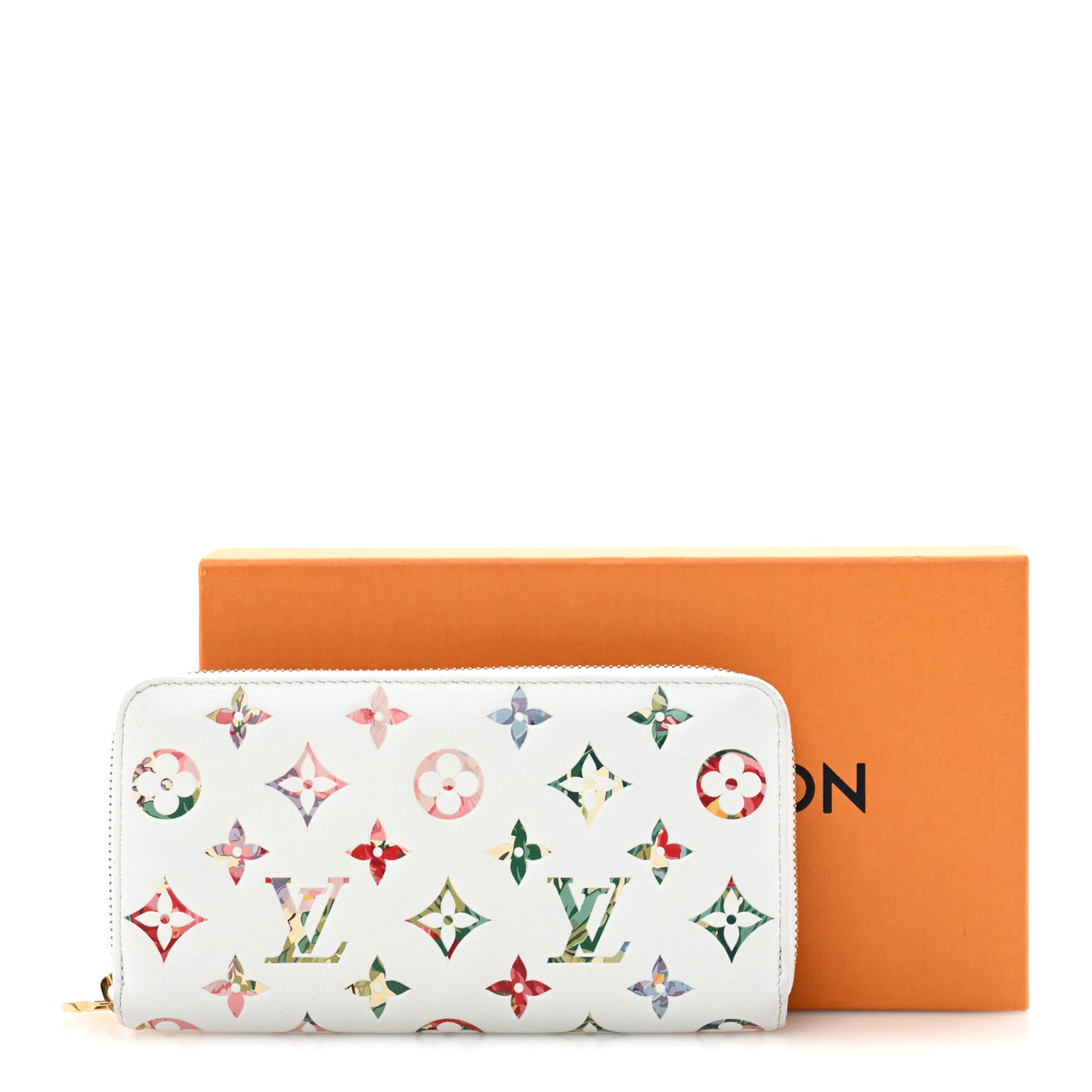 Lambskin Embossed Monogram LV Garden Coussin Zippy Wallet Cream