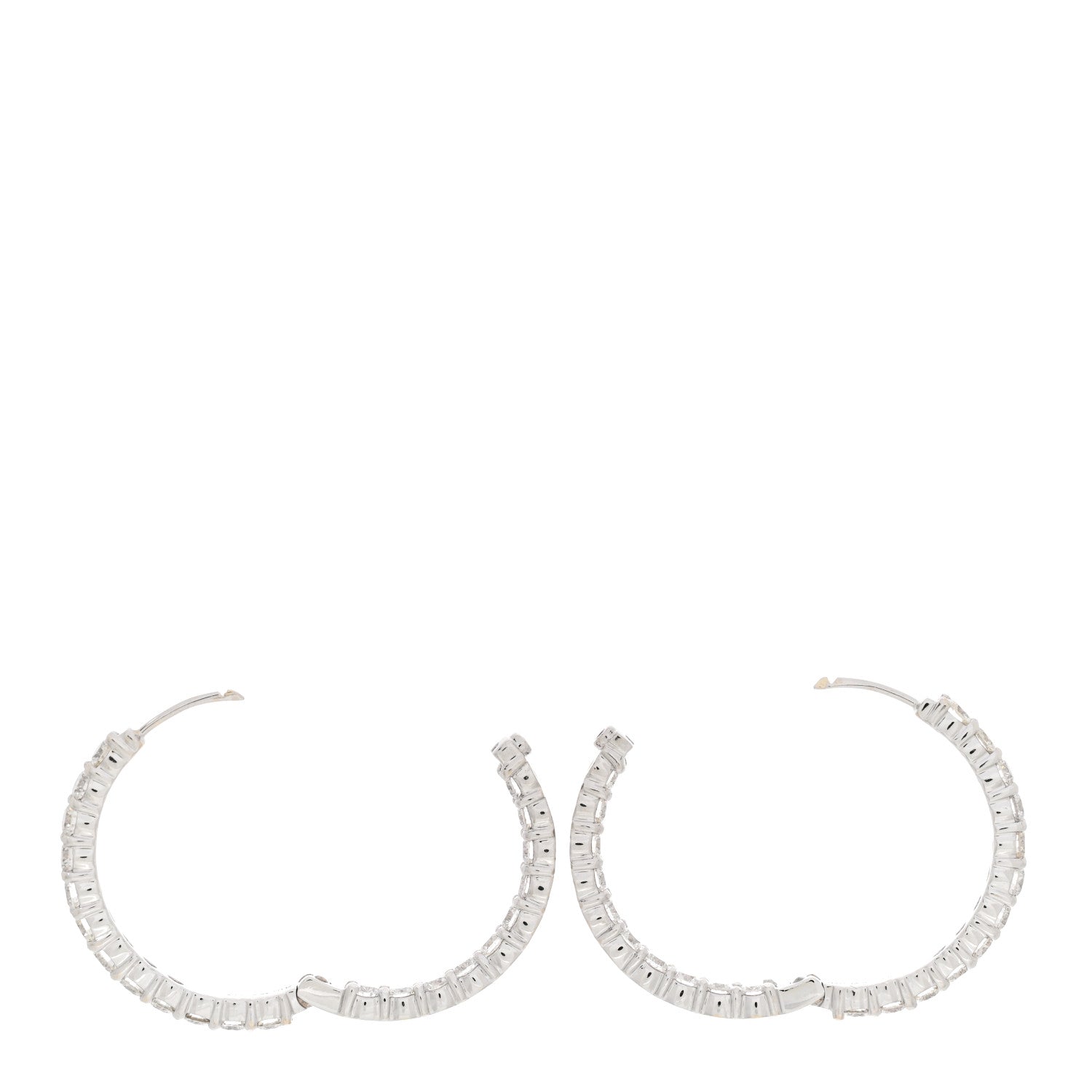 Roberto Coin 18K White Gold Diamond 3.43ctw Small Inside Outside Hoop Earrings 3 of 8