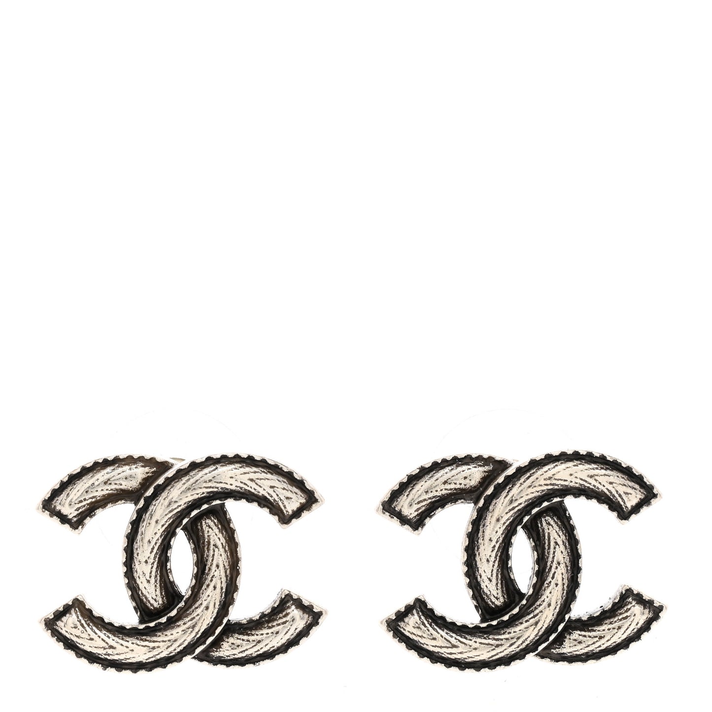 Textured CC Earrings Silver