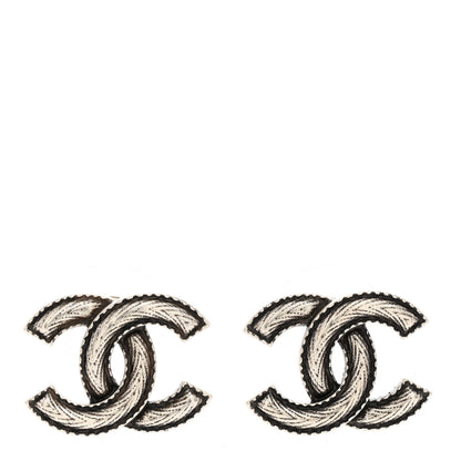 Chanel Textured CC Earrings Silver 1 of 5
