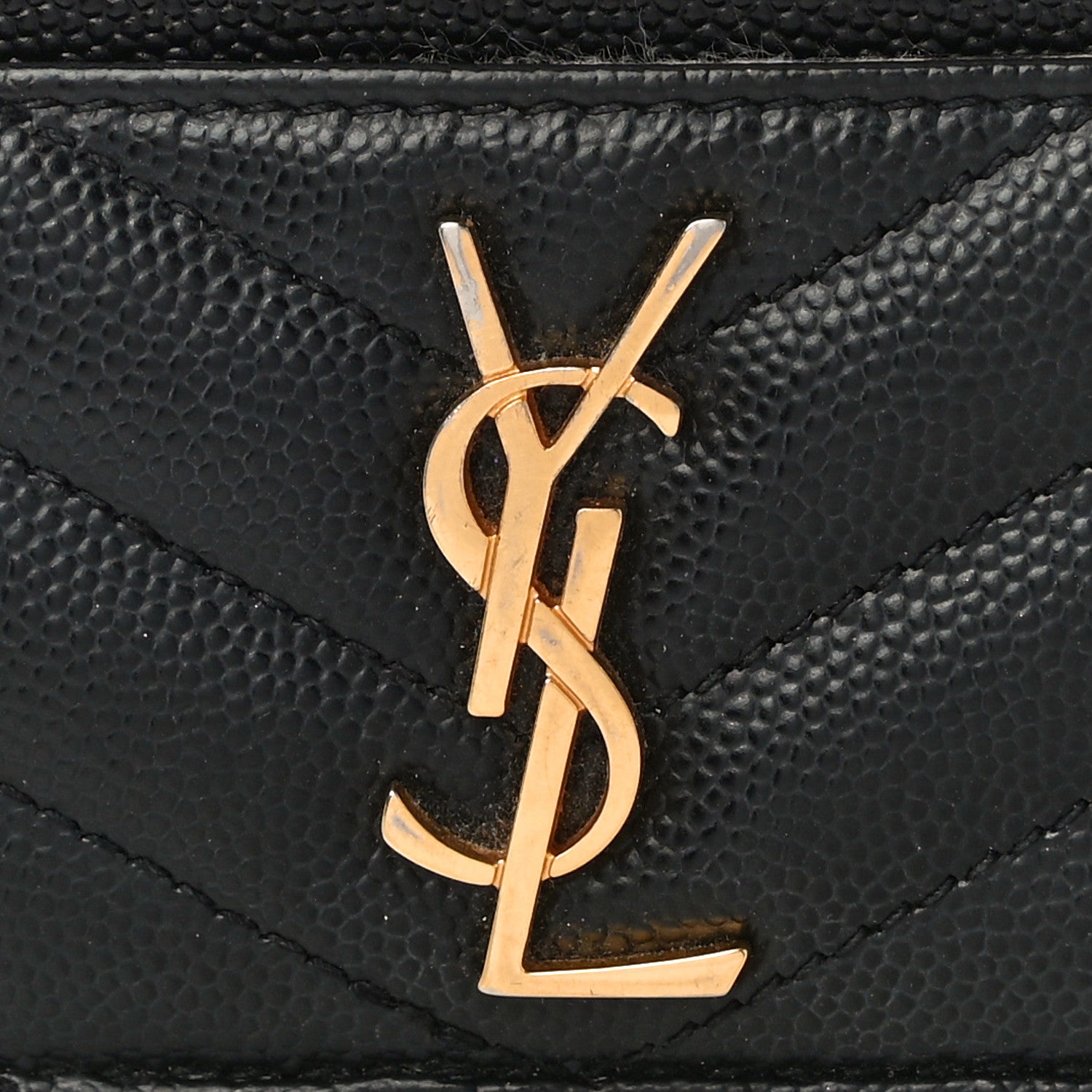 Saint Laurent Grain De Poudre Matelasse Chevron Monogram Credit Card Case Black 7 of 11