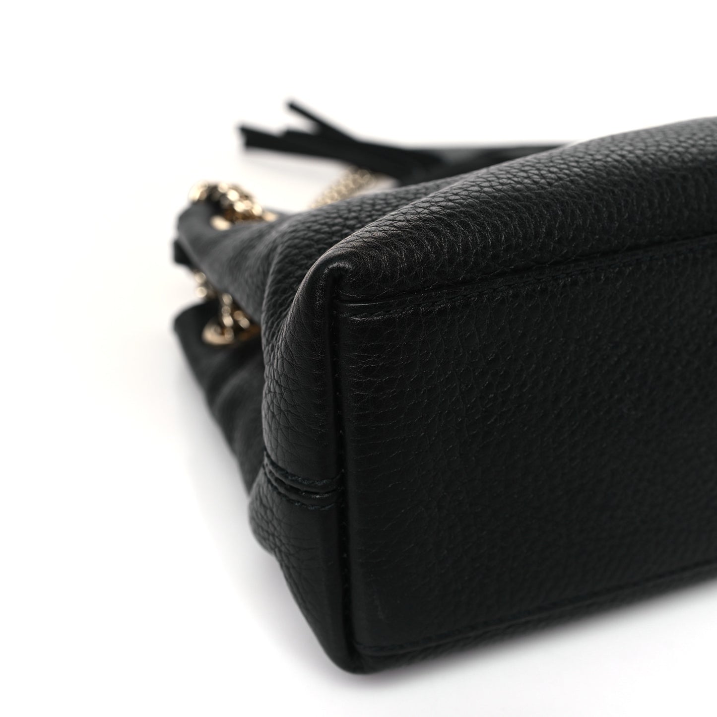 Pebbled Calfskin Small Soho Chain Shoulder Bag Black