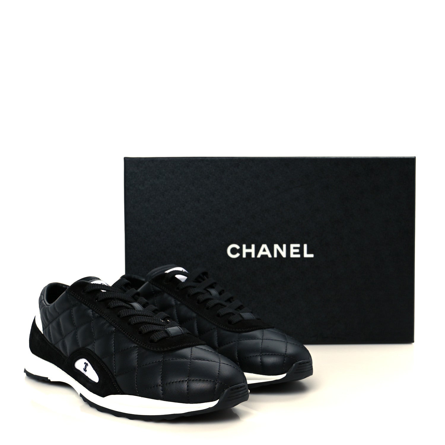 Chanel Calfskin Suede Quilted Womens Sneakers 40.5 Black 9 of 9