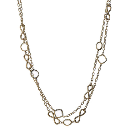David Yurman 18K Yellow Gold Blue Topaz Prasiolite Infinity Station Necklace 1 of 6