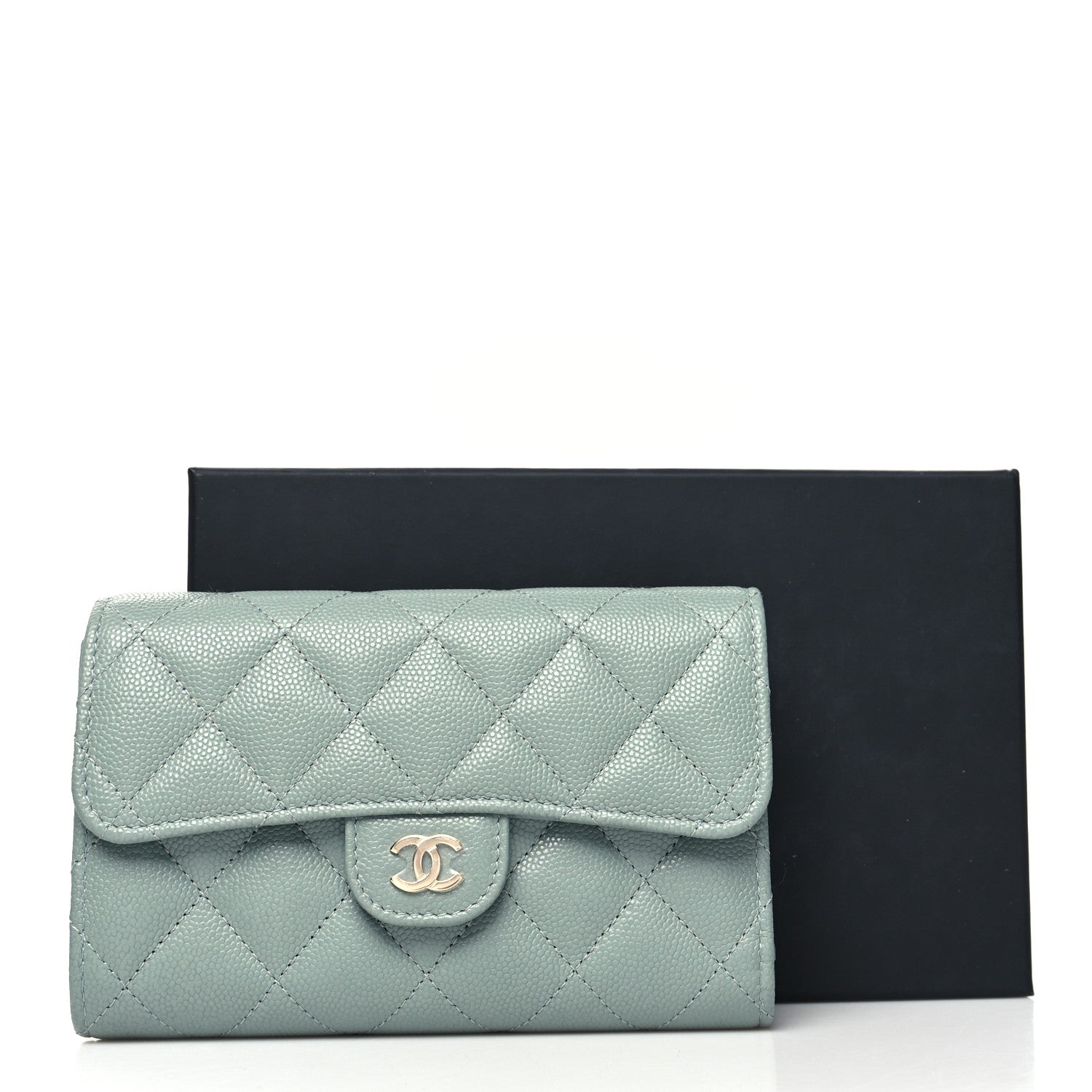 Chanel Caviar Quilted Medium Flap Wallet Light Blue 10 of 10
