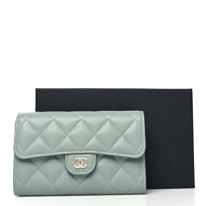Chanel Caviar Quilted Medium Flap Wallet Light Blue 10 of 10