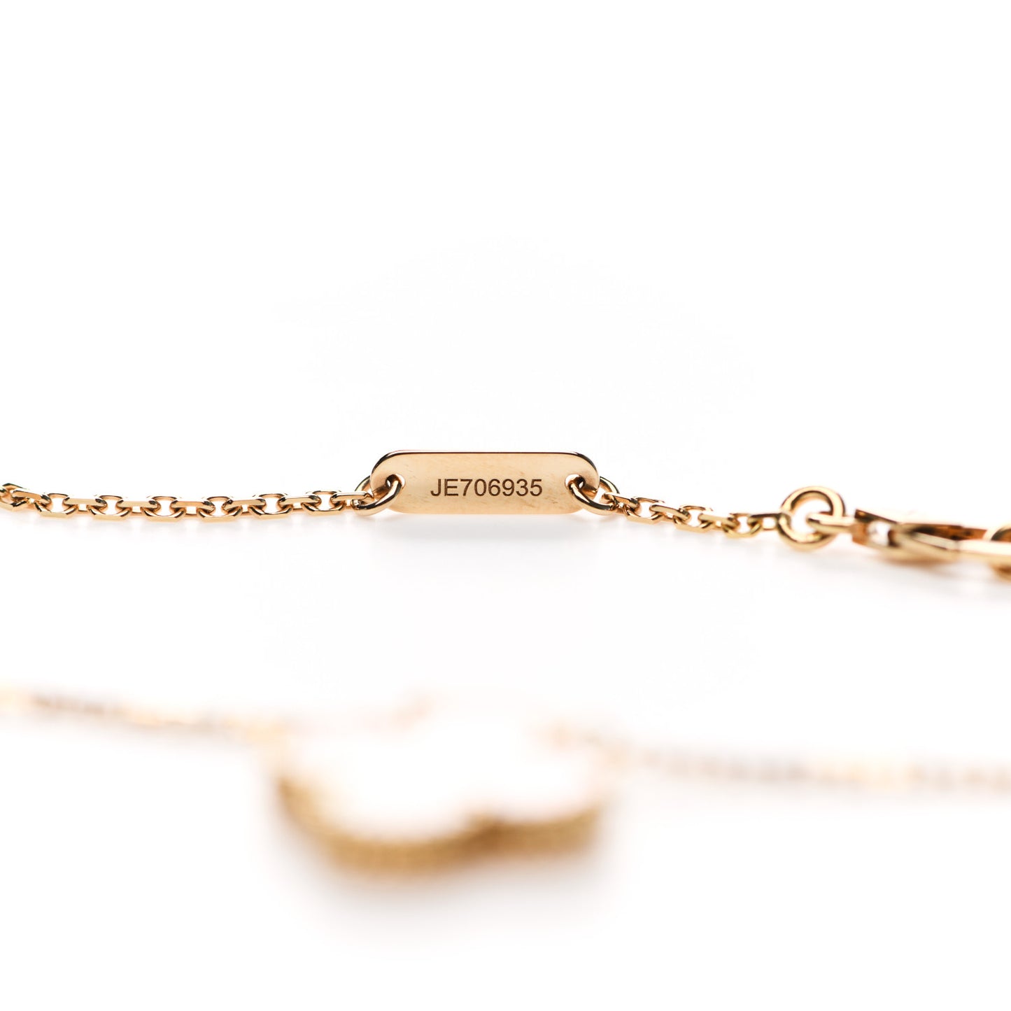 18K Yellow Gold Mother of Pearl Vintage Alhambra Pendant Necklace