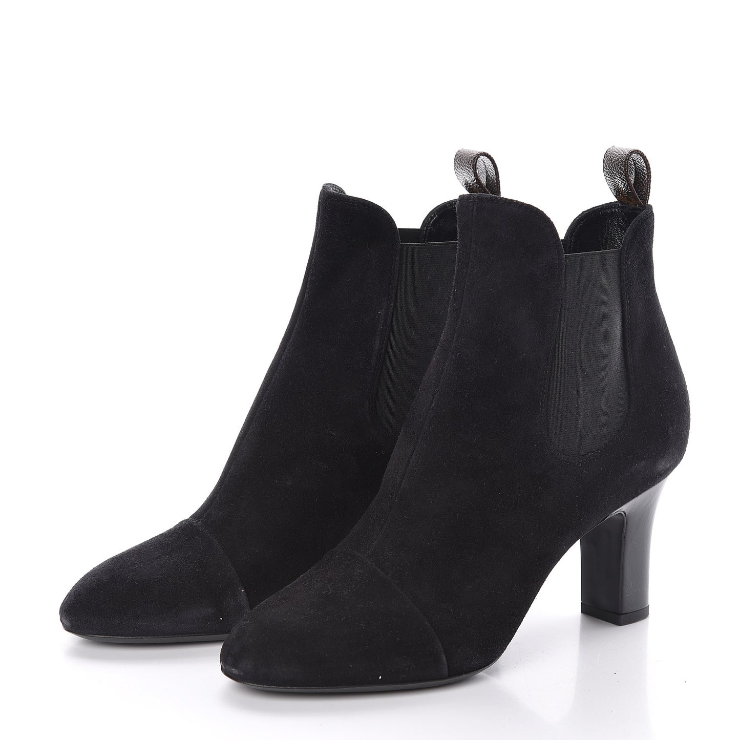Suede Monogram Uniformes Cap Toe Chelsea 75mm Ankle Boots 38.5 Black