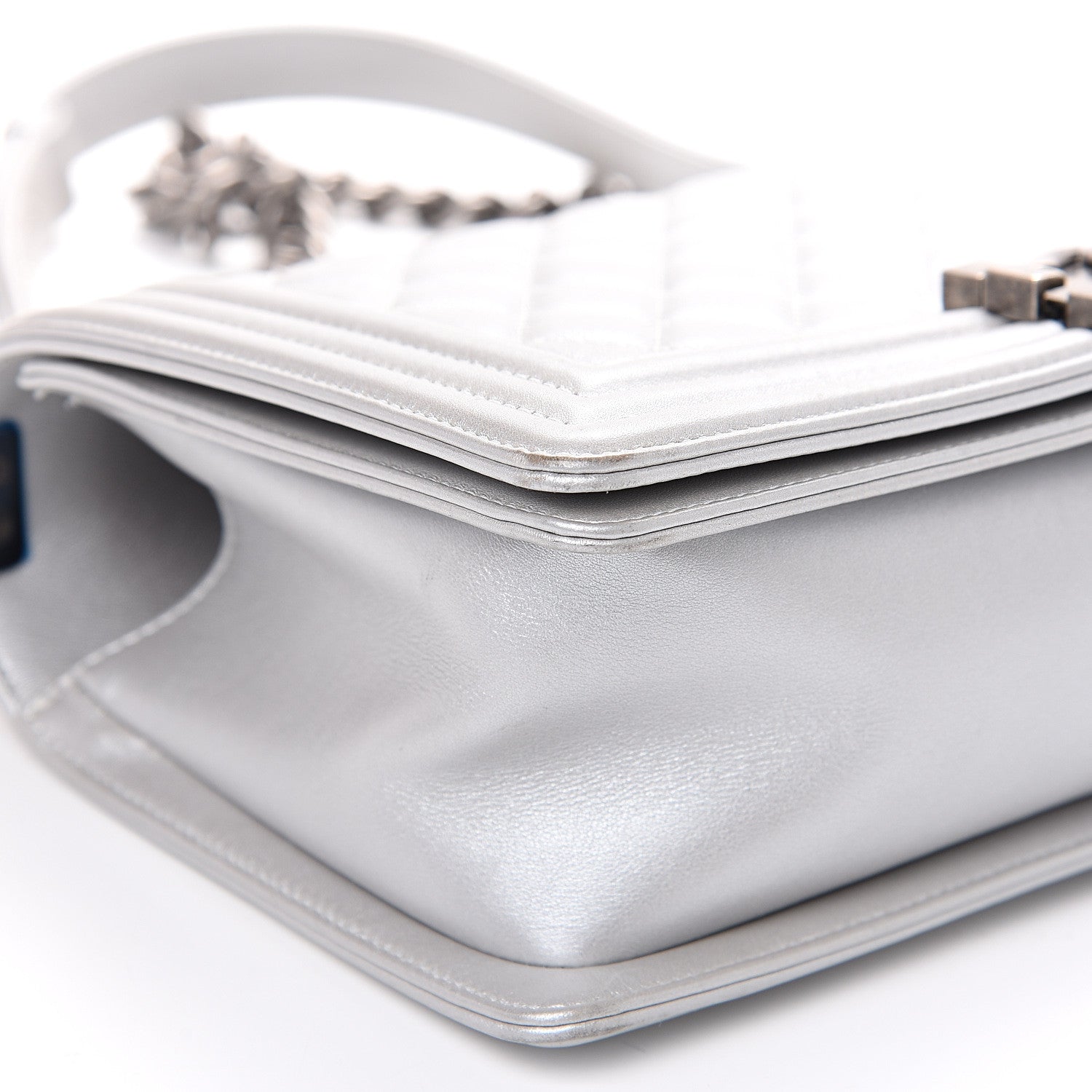 Chanel Metallic Calfskin Quilted Medium Boy Flap Silver 7 of 16