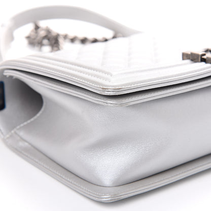 Chanel Metallic Calfskin Quilted Medium Boy Flap Silver 7 of 16