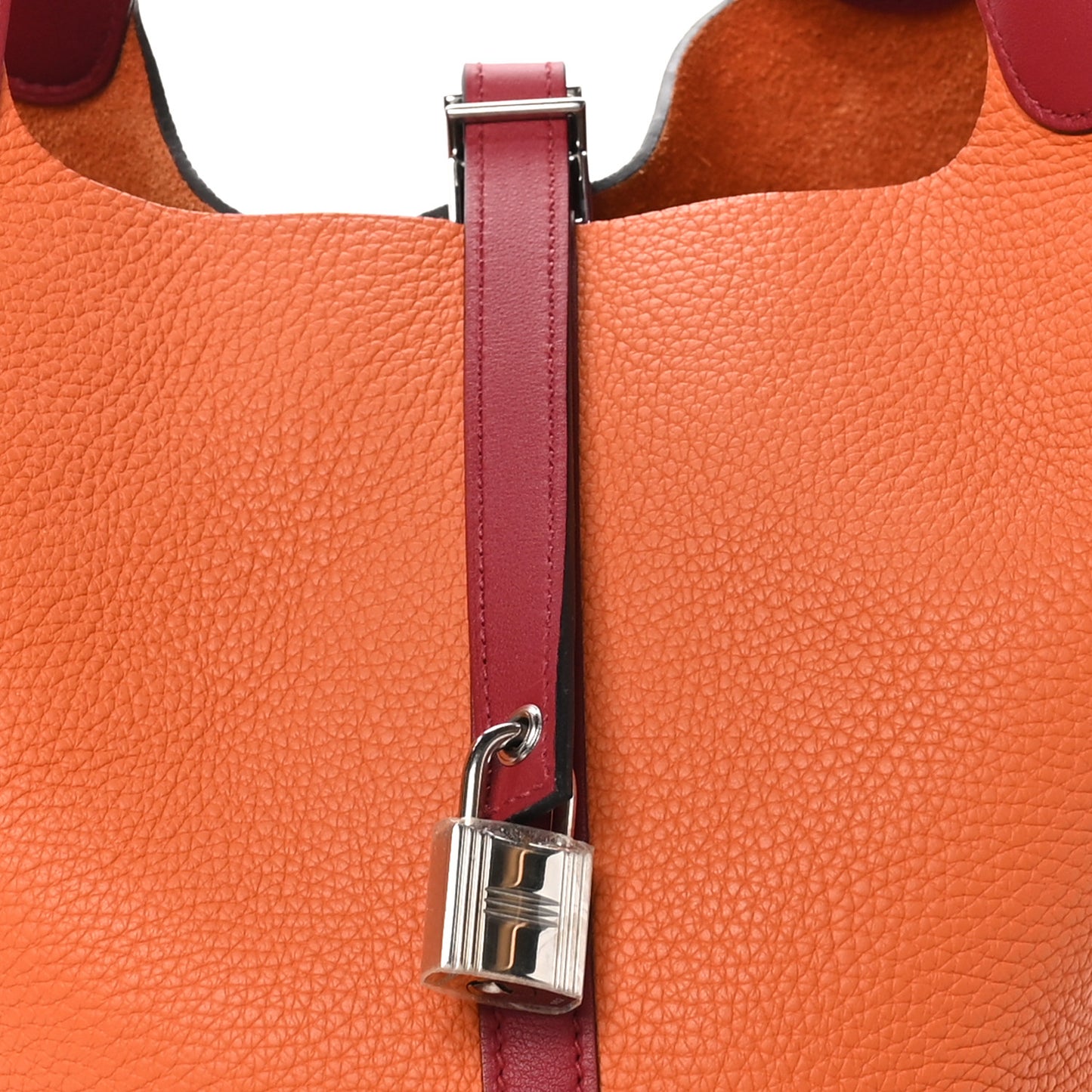Taurillon Clemence Swift Eclat Picotin Lock 22 MM Orange Rouge Grenat