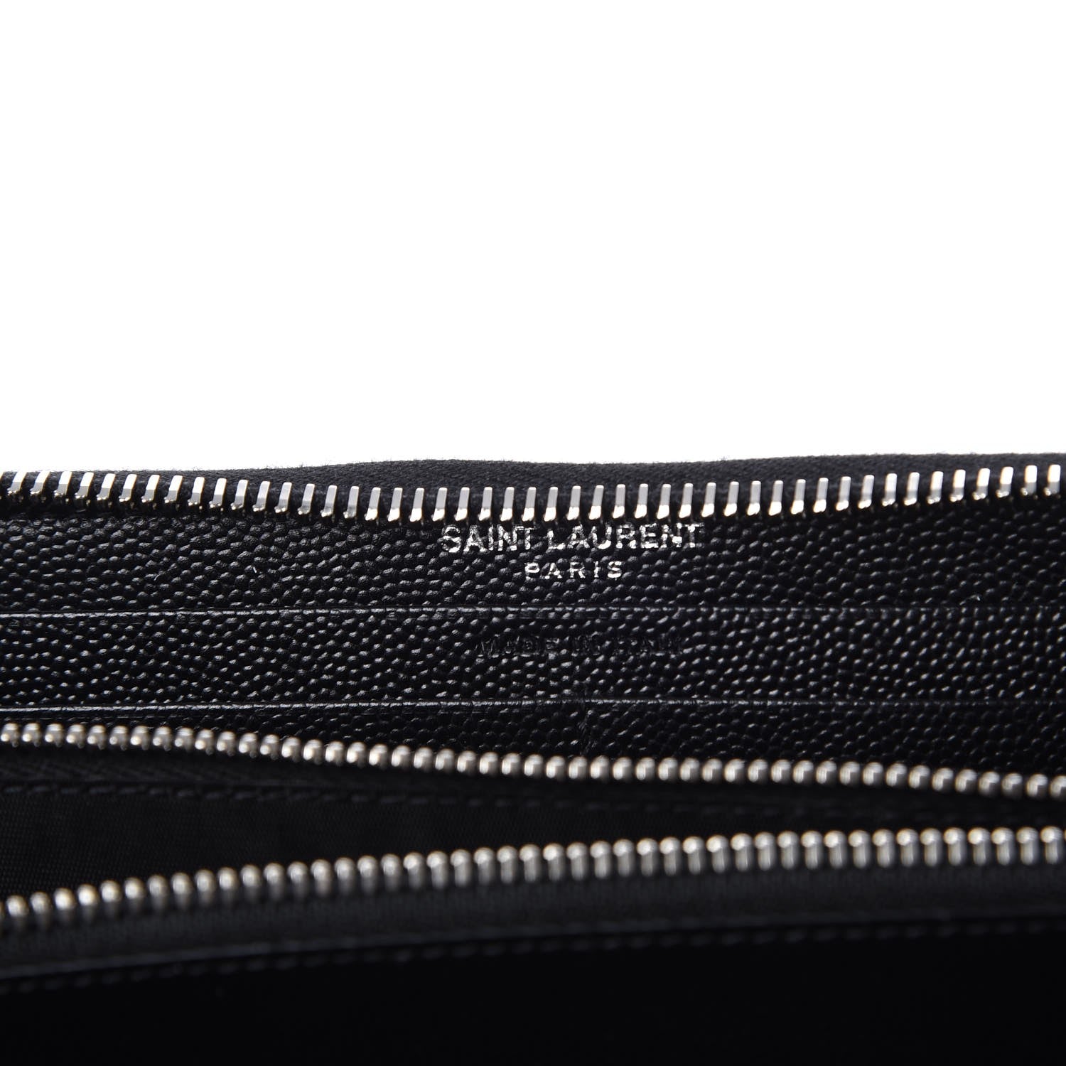 Saint Laurent Grain De Poudre Matelasse Chevron Monogram Zip Around Wallet Black 6 of 8