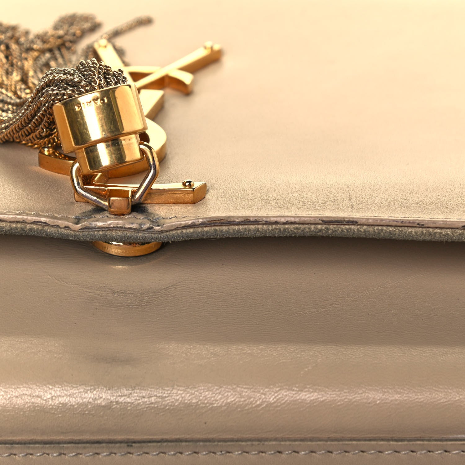 Saint Laurent Smooth Calfskin Medium Classic Monogram Kate Tassel Satchel Dark Beige 11 of 12