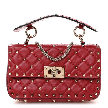 Valentino Garavani Lambskin Small Rockstud Spike Shoulder Bag Red 1 of 10
