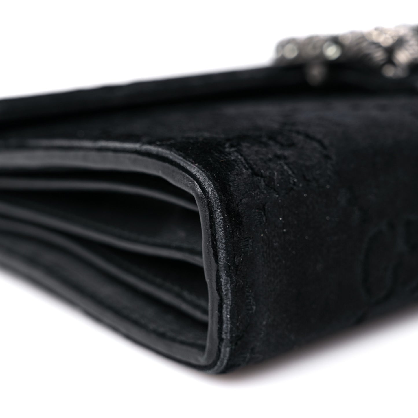 Velvet GG Monogram Mini Dionysus Chain Wallet Black